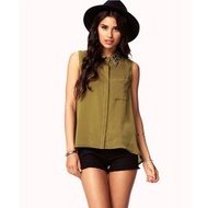 4vr Twenty One Bejeweled High-Low Shirt Small