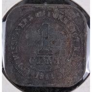 MALAYA SQUARE 1 CENT 1941 VF