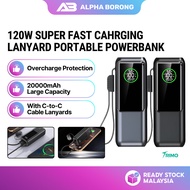TRIMO BT-34 120W Portable Power Bank 20000mAh Super-Fast Charging with LED Display & Built-in Cable