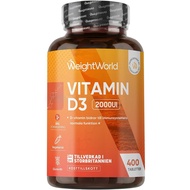WeightWorld Vitamin D3 2000 IE – 400 tabletter – 1 tablett varannan dag(packaging may vary)