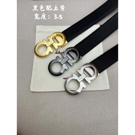 ✈☒ Ferra gamo classic mens belt/matching metal buckle/cowhide double-sided external use/casual busin