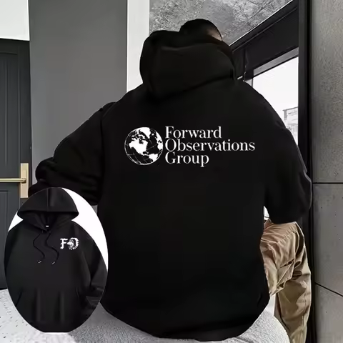 Vintage Fog Forward Observation Group Hoodie Skeleton Graphics Men's Hoodie Casual Gothic Punk Hoodi