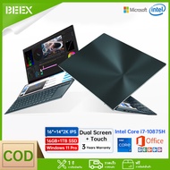 BEEX แล็ปท็อป 16"+14"2K หน้าจอสัมผัส IPS Intel Core i9-10885H-16GB Ram 1TB SSD แล็ปท็อปสำหรับเล่นเกม