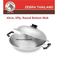 泰国斑马牌 Zebra Thailand 42cm 5 Ply Chinese Wok or With Lid 176241 176241WL 100% Original Zebra Stainles