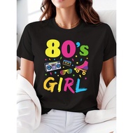 Women'S 80s Retro Nostalgic T-Shirt - Vintage 80s Graphic Tee with 80s Music Icons (Cassette, Casset