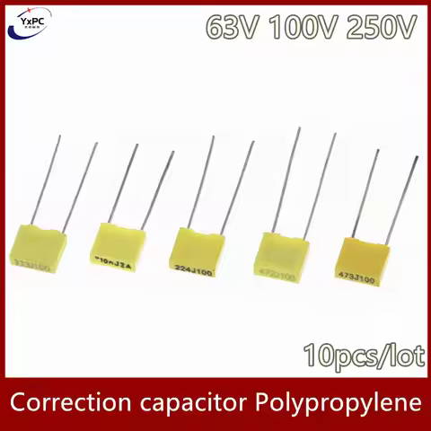 10pcs Correction capacitor Polypropylene Safety Plastic Film 63V 100V 250V 470nF 56nF 560nF 6.8nF 68