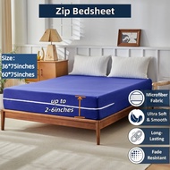 Fitted Bedsheet Zip Bedsheet Sarung Tilam Cotton Single Berzip U shape Plain Bedsheet Cadar 拉链床套棉