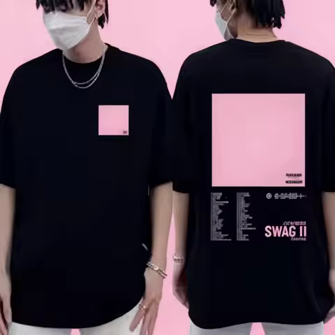 2025 Summer Justin Bieber SWAG II Album 100% Pure Cotton Printed T-shirt Men's Hip Hop Vintage Fashi