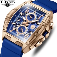 LIGE New Watch Chronograph Fashion Watches for Men Sport Military Silicagel Calendar Wrist Watch Men Watch