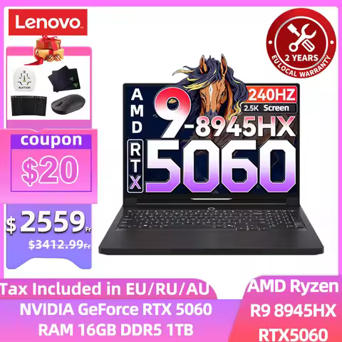 Lenovo Legion R9000P AMD R9 8945HX RTX5060 16GB 1TB 16" 2.5K 240Hz Game Laptop Computer PC