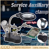 LED Soldering Iron Gun Holder Stand Welding Magnifier Glass with Helping Clamp Clip Third Hand Helpi