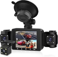 Dash Cam 360° with 4 Cameras for Car, podofo HD 1080P Rear View Camera 4CH Loop Recording Night Visi