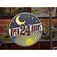 OPEN 24 HOURS Wooden Sign Diameter 38 cm.