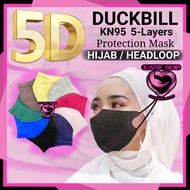 5D DUCKBILL KN95 Face Masker HIJAB / HEADLOOP | 5-Layers Protection Face Masker | Ultra Soft Mask | 10 Pcs Per Pack
