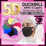 5D DUCKBILL KN95 Face Masker HIJAB / HEADLOOP | 5-Layers Protection Face Masker | Ultra Soft Mask | 