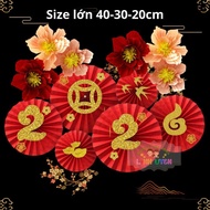 [LARGE Size] Set of 6 red paper fans Decoration for homes, shops, classrooms