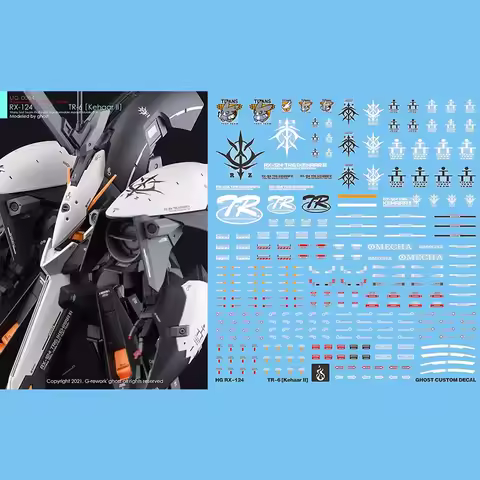 Model Decal for HG 1/144 RX-124 TR-6 Kehaar II Model Kit Ghost Custom HD Fluorescent Water Stickers 