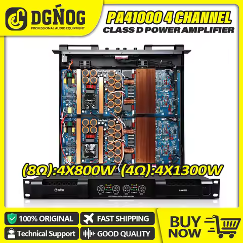 4 ohm 1300W*4 Professional 4 Channel Digital Amplifier 1U DJ Audio DGNOG PA41000 Digital Amplifier S