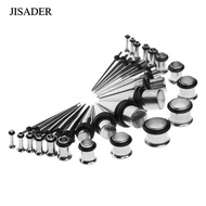 [JISADER] 36 Pieces Stainless  Ear Stretching Kit Plugs And Tapers Set 14G - 00G