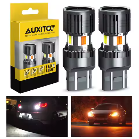 AUXITO 2Pcs T20 W21W WY21W LED Canbus Amber White Car Turn Signal Light No Hyperflash 7440 7443 W21/