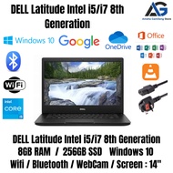 Laptop DELL Latitude Intel i3/i5 8th Generation - 8GB RAM - 256GB SSD - Win 11 Pro - Student - USED