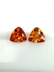 สเปสซาร์ไทต์การ์เน็ตคู่ 0.84 กะรัต 4.6x4.9x2.4 มม. รูปทรงล้านล้าน อัญมณีธรรมชาติ 100% Spessartite ga