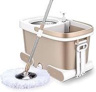 WSJTT New Upgraded Stainless Steel Deluxe 360 Spin Mop &amp; Bucket Floor Cleaning System Included Easy Press Handle with 3 Microfiber Mop Heads (Color : C)