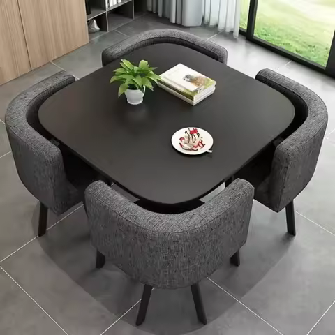 Dining table sets 4 6 chairs dining table wooden restaurant cafe chatting table