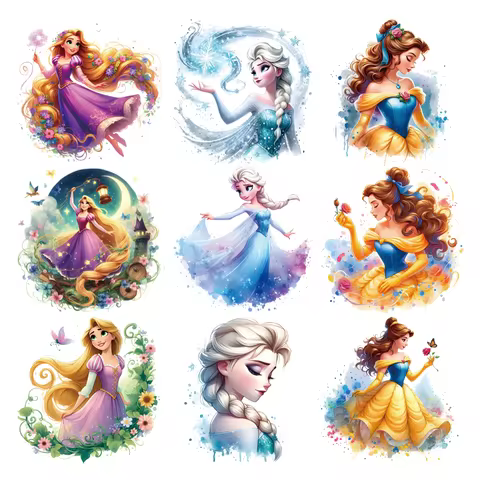 Disney Princess Rapunzel and Aurora fusible clothing patches thermo-stickers for children iron on tr