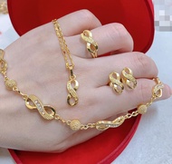 18k Bangkok gold 4in1 Earrings Necklace Bracelet Ring Adjustable Size