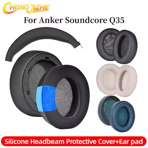 CHONGJIZHE Replacement Ice Gel /Leather Memory Foam Ear Pads For Anker Soundcore Life Q35 Gaming Hea