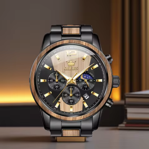 Original Luxury Men's Watch OLEVS 3645 Men's Watch Luxury Brand Original Quartz Watch Top Solid Wood