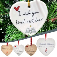 Love Heart Ornament I Wish You Lived Next Door Red Double-sided Decor Rope Pendant Home Day Print Va