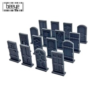 BEEYE 16Pcs Dungeon Scenery Ornaments, Plastic Dungeons & Dragons Dungeon Doors Set,  Printed Statue