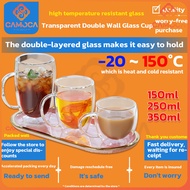 Cc Transparent Double Wall Glass Cup Coffee Mug Heat Resistant Cup With Handle 150ml/250ml/350ml