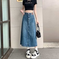 [Beevalue] Rok Denim Panjang Midi Wanita Highwaist Premium | Rok Jeans Panjang Midi Wanita Korea | R