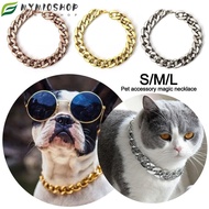 MIOSHOP Chain Dog Collar, Cat Dog Gold Necklace Chain Collar Pet Necklace, Fashion Adjustable Gold C