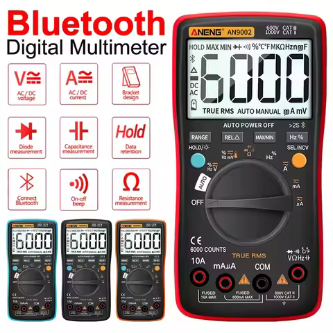 ANENG AN9002 Bluetooth Digital Multimeter 6000 Counts Professional MultimetroTrue RMS AC/DC Current 
