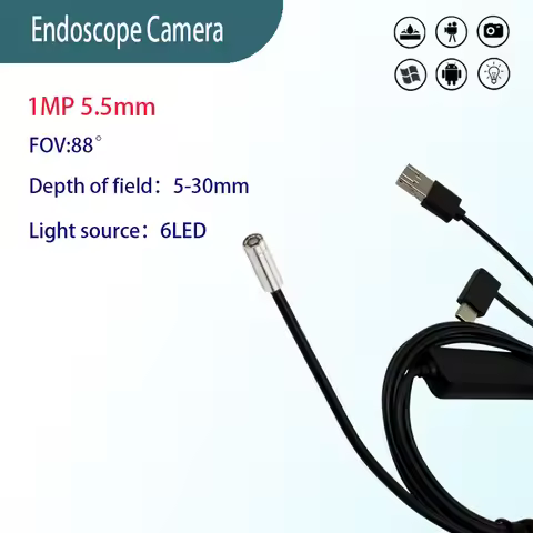 1MP 5.5mm 88° close focus industrial endoscope camara Mechanical maintenance 1.5m USB Type-C Android