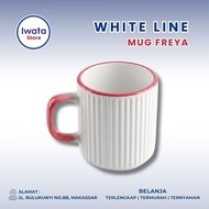 WHITE LINE FREYA CERAMIC MUG CUTE MUG/ CERAMIC MUG/ BEAUTIFUL MUG CUTE GIFT MOTIF MUG/