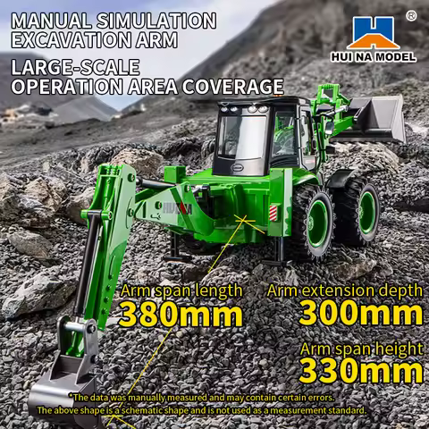 1:14 HUINA 1579 Remote Control Backhoe Excavator 2.4G 9CH Finished RC Loader Digger Model Toys for B