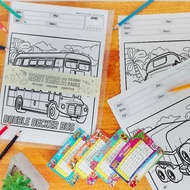 Heavy Vehicle Transportation Coloring Sheet A4 / A5 size 20 Page | Time table sticker