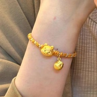 Bear Honeypot 24K Golden Bracelet 3D Frosted 999 Pure Gold Mother's Valentine's Day Birthday Gift