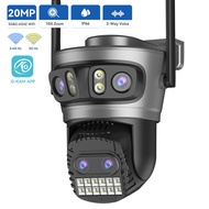 HAMCUS 20MP 4 Lens 4 Screen 5G&2.4GHZ PTZ WiFi Camera 10X Zoom Two Way Audio Wireless CCTV O-KAM App