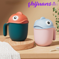 [zhijuans] Baby Bath Shower Head Rinse Cup Cartoon Shark Cute Shower Washing Bathroom Accessories Bathing Toys For 0-6 Years Old Baby