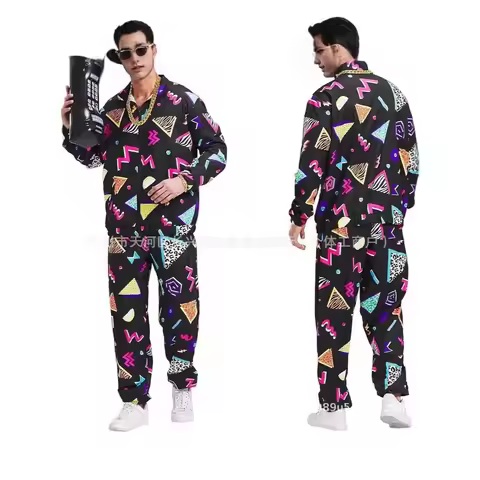 Mepase Retro 80s 90s Outfit for Men Side Taping Sportswear Urbanwear Streetwear Casual Long Sleeve 9