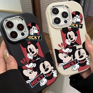 Funny and Fun Mickey Phone Case Compatible for IPhone 7 8 Plus 11 13 12 14 15 Pro Max XR X XS MAX SE 2020 Shockproof TPU Soft Case Metal Frame Large Hole
