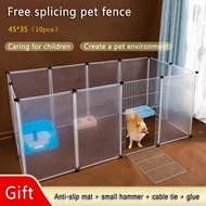 (Local stock) Pet fence Pet Dog Plastic Transparent Fence DIY Multi-functional Kennel House 45x35cm 10pcs (free installation tools, no door)