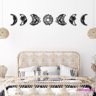 VALENTINE1 7Pcs/set Black Moon Mirror Sticker, Black Exquisite 3D Lunar Phase Ornament, Multipurpose DIY Mirror Surface Flower Acrylic Wall Pendant Yoga Gift