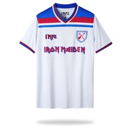Iron Maiden T Shirt Iron Maiden X West Ham Retro Football Jersey Custom Name Soccer Jersey Vneck Outdoor Sports Suit Casual White for Men Women Ready Stock